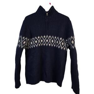 Vintage GAP Sweater Men's S/M Navy Lambswool 1/4 Zip Nordic Academia Preppy READ